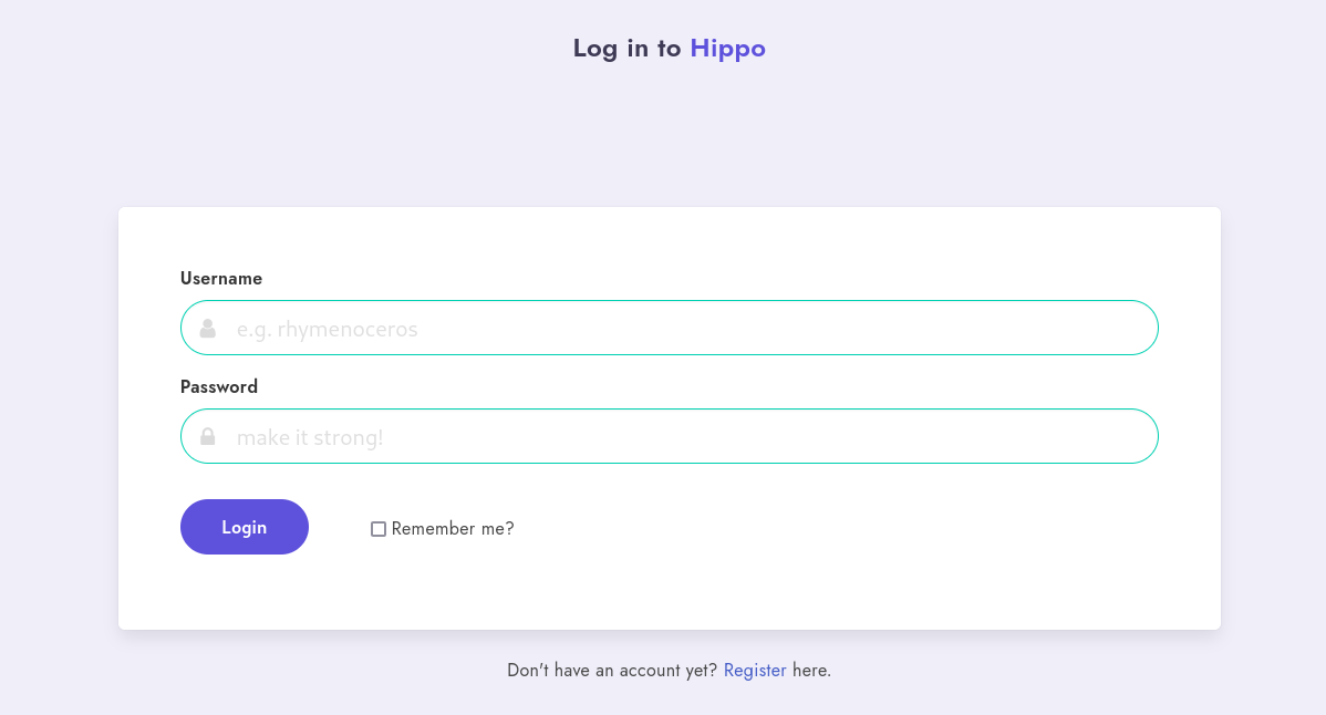 Login page